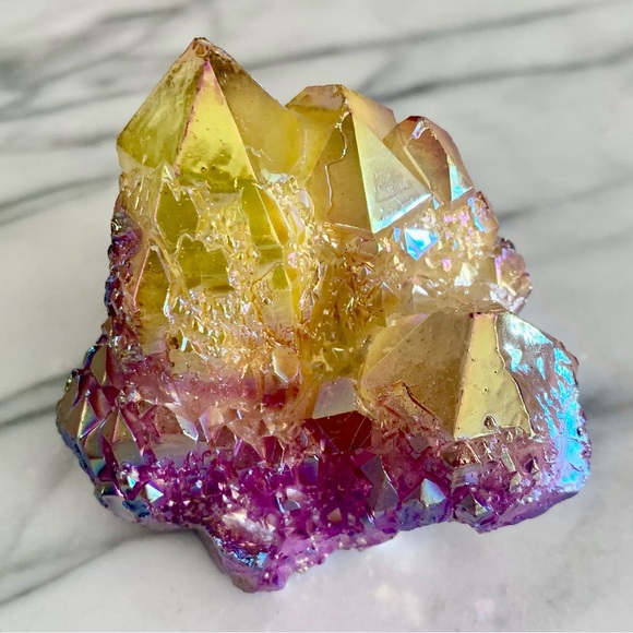 Yellow/Purple Aura Quartz Crystal - Picture 3 of 9